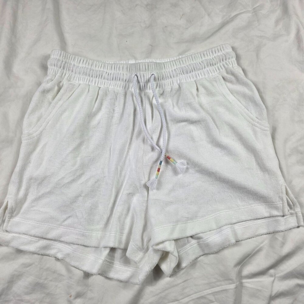 Travis Mathew Back In The Sun Baby Womens Medium White Terry Shorts Casual Walk